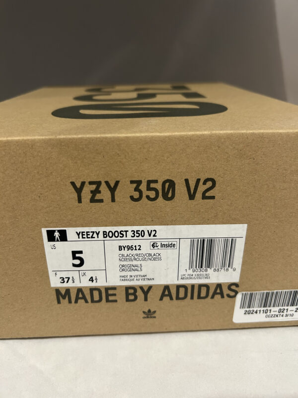 adidas Yeezy Boost 350 V2 Core Black Red Size 5 (A) - Image 8